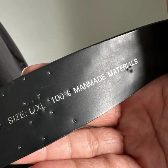 BELT Women Black Vegan Retro 80’s Hippie Boho Silver Studded 35-37 Waist EUC - Picture 10 of 11